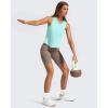 imageG4Free Racerback Workout Tank Tops for Women High Neck Athletic Long Tanks Fast Dry Sleeveless Pilates Running ShirtsLight Blue