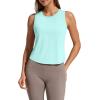 imageG4Free Racerback Workout Tank Tops for Women High Neck Athletic Long Tanks Fast Dry Sleeveless Pilates Running ShirtsLight Blue