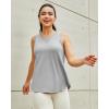 imageG4Free Racerback Workout Tank Tops for Women High Neck Athletic Long Tanks Fast Dry Sleeveless Pilates Running ShirtsLight Gray