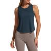 imageG4Free Racerback Workout Tank Tops for Women High Neck Athletic Long Tanks Fast Dry Sleeveless Pilates Running ShirtsNavy