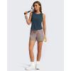 imageG4Free Racerback Workout Tank Tops for Women High Neck Athletic Long Tanks Fast Dry Sleeveless Pilates Running ShirtsNavy