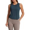imageG4Free Racerback Workout Tank Tops for Women High Neck Athletic Long Tanks Fast Dry Sleeveless Pilates Running ShirtsNavy