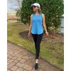 imageG4Free Racerback Workout Tank Tops for Women High Neck Athletic Long Tanks Fast Dry Sleeveless Pilates Running ShirtsOcean Blue