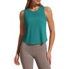imageG4Free Racerback Workout Tank Tops for Women High Neck Athletic Long Tanks Fast Dry Sleeveless Pilates Running ShirtsTeal