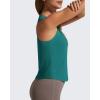 imageG4Free Racerback Workout Tank Tops for Women High Neck Athletic Long Tanks Fast Dry Sleeveless Pilates Running ShirtsTeal
