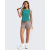 imageG4Free Racerback Workout Tank Tops for Women High Neck Athletic Long Tanks Fast Dry Sleeveless Pilates Running ShirtsTeal