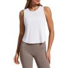 imageG4Free Racerback Workout Tank Tops for Women High Neck Athletic Long Tanks Fast Dry Sleeveless Pilates Running ShirtsWhite