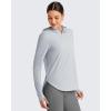 imageG4Free Skimetic UPF 50 Sun Hoodie Women Long Sleeve Workout Tops Half Zip Sun Shirts Quick Dry Running HikingGray