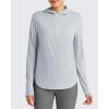 imageG4Free Skimetic UPF 50 Sun Hoodie Women Long Sleeve Workout Tops Half Zip Sun Shirts Quick Dry Running HikingGray