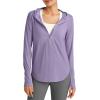 imageG4Free Skimetic UPF 50 Sun Hoodie Women Long Sleeve Workout Tops Half Zip Sun Shirts Quick Dry Running HikingGray Purple