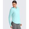 imageG4Free Skimetic UPF 50 Sun Hoodie Women Long Sleeve Workout Tops Half Zip Sun Shirts Quick Dry Running HikingLight Blue