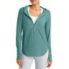 imageG4Free Skimetic UPF 50 Sun Hoodie Women Long Sleeve Workout Tops Half Zip Sun Shirts Quick Dry Running HikingMyrtle Green