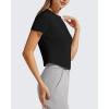 imageG4Free Soft Lyocell Workout Tops Quick Dry Womens Short Sleeve Crop TShirt Crewneck Casual Tees Athletic Running YogaBlack
