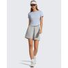 imageG4Free Soft Lyocell Workout Tops Quick Dry Womens Short Sleeve Crop TShirt Crewneck Casual Tees Athletic Running YogaLight Denim