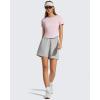 imageG4Free Soft Lyocell Workout Tops Quick Dry Womens Short Sleeve Crop TShirt Crewneck Casual Tees Athletic Running YogaLight Pink