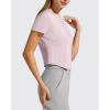 imageG4Free Soft Lyocell Workout Tops Quick Dry Womens Short Sleeve Crop TShirt Crewneck Casual Tees Athletic Running YogaLight Pink
