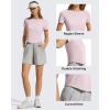 imageG4Free Soft Lyocell Workout Tops Quick Dry Womens Short Sleeve Crop TShirt Crewneck Casual Tees Athletic Running YogaLight Pink