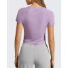 imageG4Free Soft Lyocell Workout Tops Quick Dry Womens Short Sleeve Crop TShirt Crewneck Casual Tees Athletic Running YogaLight Purple
