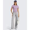 imageG4Free Soft Lyocell Workout Tops Quick Dry Womens Short Sleeve Crop TShirt Crewneck Casual Tees Athletic Running YogaLight Purple