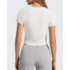 imageG4Free Soft Lyocell Workout Tops Quick Dry Womens Short Sleeve Crop TShirt Crewneck Casual Tees Athletic Running YogaPure White