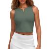 imageG4Free BareFeel Tennis Yoga Tank Tops Half Zip Workout Athletic Sleeveless Athleisure Tanks High Neck Gym Golf Slim FitGray Sage