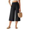 imageG4Free Chillwhisp Flowy Capri Pants for Women Lightweight Wide Leg Cropped Pants Elastic Waist Palazzo Capris for BeachBlack