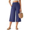 imageG4Free Chillwhisp Flowy Capri Pants for Women Lightweight Wide Leg Cropped Pants Elastic Waist Palazzo Capris for BeachDusky Purple