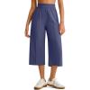 imageG4Free Chillwhisp Lightweight Flowy Wide Leg Capris Women  Front Seam Summer Cropped Pants for Travel BeachDusky Purple