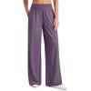 imageG4Free Chillwhisp Lightweight Flowy Wide Leg Pants Women Elastic Waist Palazzo Pants Summer Beach VacationGrape Purple