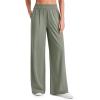 imageG4Free Chillwhisp Lightweight Flowy Wide Leg Pants Women Elastic Waist Palazzo Pants Summer Beach VacationGray Olive