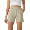 imageG4Free EverGoing Dressy Casual Shorts for Women 5 High Waisted Summer Lounge Pleated Shorts with PocketsApricot