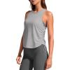 imageG4Free Lyocell Racerback Women Workout Tank Tops Ruch Side High Neck Muscle Tops for Gym Athletic YogaLight Gray