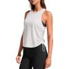 imageG4Free Lyocell Racerback Women Workout Tank Tops Ruch Side High Neck Muscle Tops for Gym Athletic YogaPure White