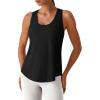 imageG4Free Lyocell Workout Racerback Tank Tops Loose Fit Athletic Tanks Hip Length Gym Running TopBlack