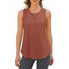 imageG4Free Racerback Workout Tank Tops for Women High Neck Athletic Long Tanks Fast Dry Sleeveless Pilates Running ShirtsBrown