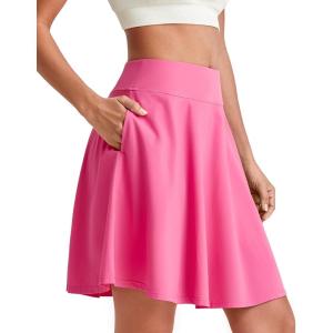 imageG4Free 20 Knee Length Tennis Skirts for Women High Waisted Golf Skorts Soft Athletic Builtin Shorts 3 PocketsRose Pink