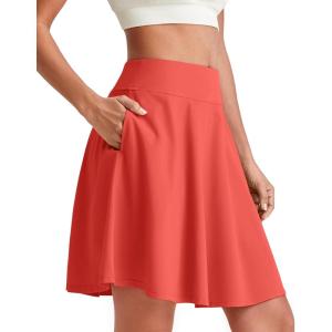 imageG4Free 20 Knee Length Tennis Skirts for Women High Waisted Golf Skorts Soft Athletic Builtin Shorts 3 PocketsRust Orange