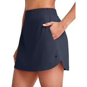 imageG4Free A Line Golf Skirts for Women 15 Elastic High Waisted Tennis Skorts Soft Casual Athletic Inner Shorts 4 PocketsDark Navy