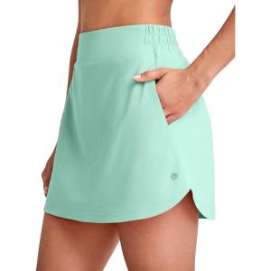 imageG4Free A Line Golf Skirts for Women 15 Elastic High Waisted Tennis Skorts Soft Casual Athletic Inner Shorts 4 PocketsMint