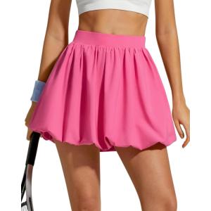 imageG4Free Chillwhisp Bubble Tennis Skirts for Women  14 Mini Athletic Ruffled Hem Casual Skorts Inner Shorts with 3 PocketsRose Pink