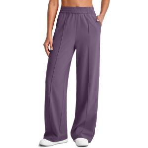 imageG4Free Chillwhisp Lightweight Wide Leg Pants Women Front Seam Elastic Waist Flowy Palazzo Pants SummerGrape Purple