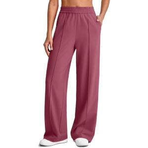 imageG4Free Chillwhisp Lightweight Wide Leg Pants Women Front Seam Elastic Waist Flowy Palazzo Pants SummerWine