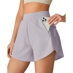 imageG4Free Chillwhisp Running Shorts for Women 25  Dolphin Elastic Waistband with Pockets for Athletic Gym WorkoutChime Gray
