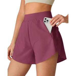 imageG4Free Chillwhisp Running Shorts for Women 25  Dolphin Elastic Waistband with Pockets for Athletic Gym WorkoutDark Burgundy