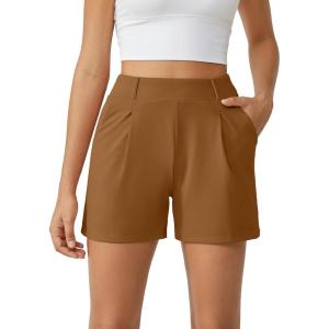 imageG4Free EverGoing Dressy Casual Shorts for Women 5 High Waisted Summer Lounge Pleated Shorts with PocketsCoca Mocha
