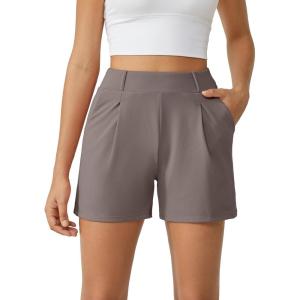 imageG4Free EverGoing Dressy Casual Shorts for Women 5 High Waisted Summer Lounge Pleated Shorts with PocketsTaupe