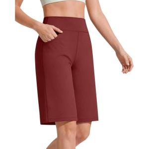 imageG4Free EverGoing Womens Bermuda Shorts with Pockets 10  Knee Length Athletic Casual Long ShortsWine