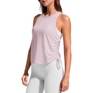 imageG4Free Lyocell Racerback Women Workout Tank Tops Ruch Side High Neck Muscle Tops for Gym Athletic YogaLight Pink