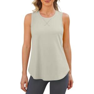 imageG4Free Racerback Workout Tank Tops for Women High Neck Athletic Long Tanks Fast Dry Sleeveless Pilates Running ShirtsMushroom