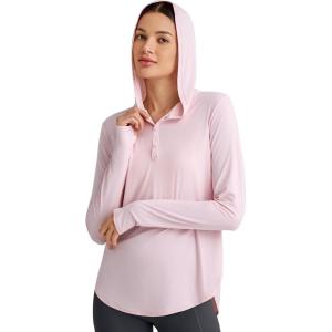 imageG4Free Skimetic UPF 50 Sun Hoodie Women Long Sleeve Workout Tops Half Zip Sun Shirts Quick Dry Running HikingPink